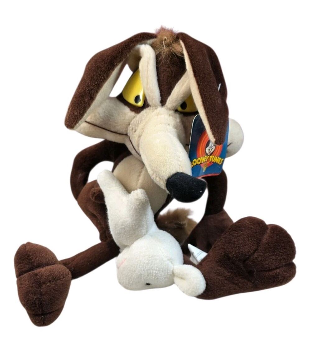 Wile E. Coyote Plush Holding Rabbit 12 Vintage With Tags Looney Tunes Posable